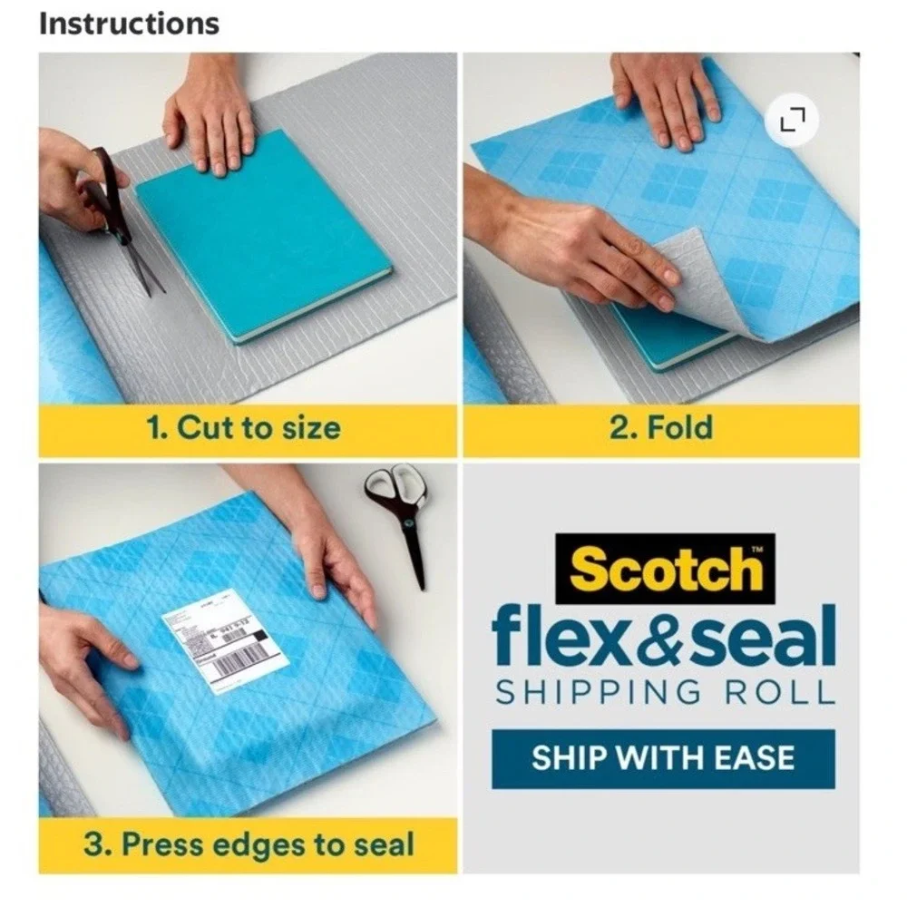 Scotch Flex & Seal Shipping Roll 15 in x 50ft Blue NEW Large Roll Discontinued
